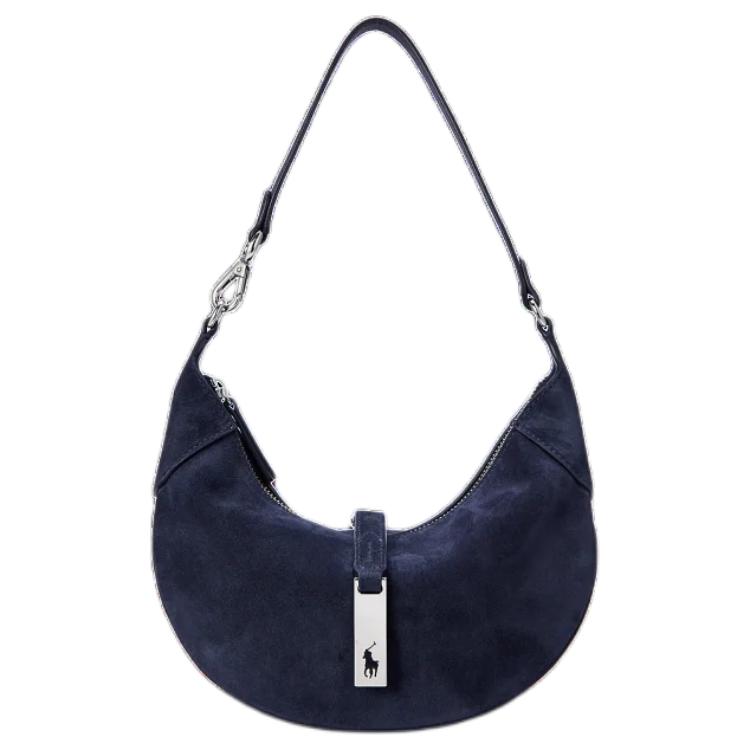 Polo Ralph Lauren Polo ID Metal Hardware Iconic Pony Hollow Pattern Dumpling Bag Women Handbag Navy-Blue WAPOBAG02V20135