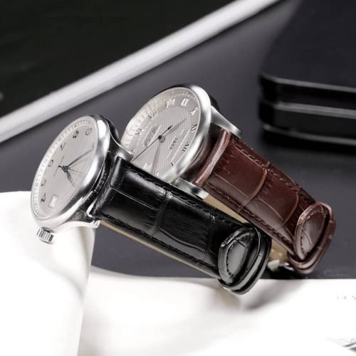 FAUKOBO Watch Band Strap, 18mm, 20mm, 22mm, Calf Leather, Men's and Women's, 3 Colors, Replacement Strap, Adjustment Tool and Spring Bars Included (20