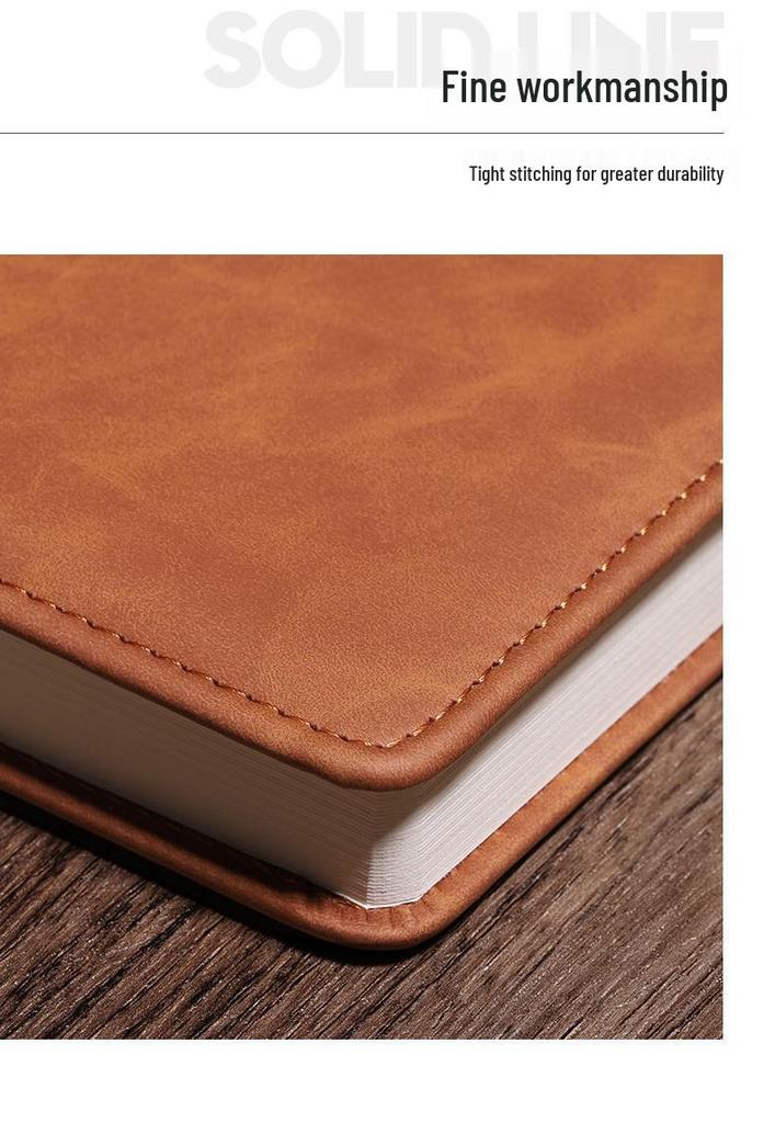 Extra Thick Soft Leather Business Meeting Notebook, Large Size