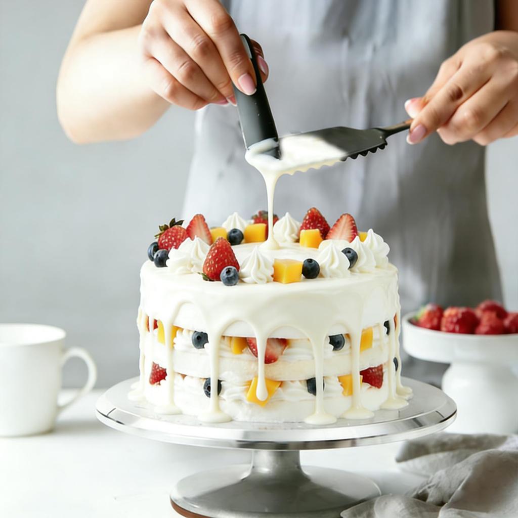 YuPinDiZu Cake Turntable for Home Use, Confectionery Shop Style, Easy and Convenient Cake Making Tool Set (A)