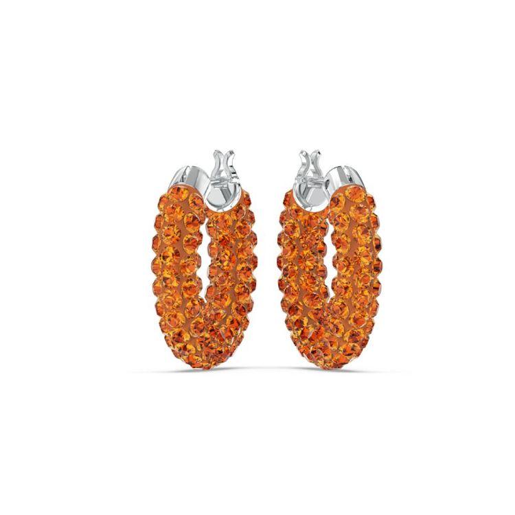 Swarovski Tigris Large Circle Decorative Crystal Rhodium Plated Earrings Women earrings Orange 5610986 Box (Random Color)