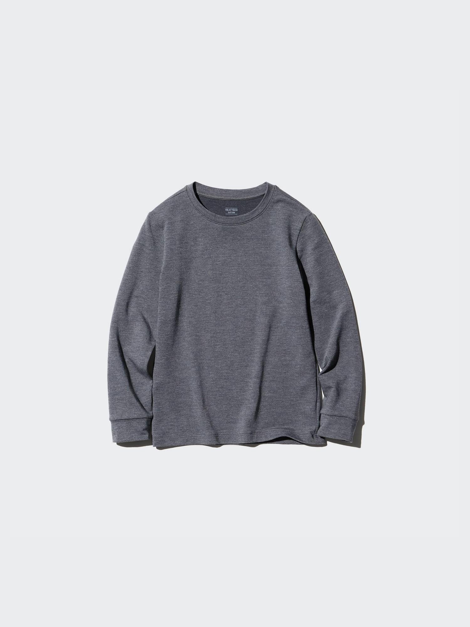 

Uniqlo Japan Kids HeatTech CoTTon Crew Neck T exxremely Warm Long Sleeves 08 DARK GRAY/160