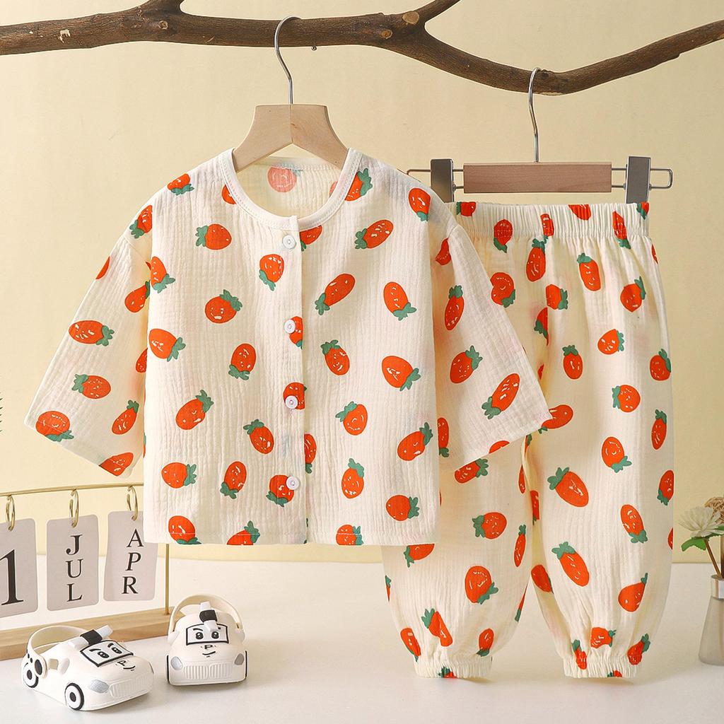 Children's Lightweight Cotton T-shirt Set - Summer Boys' Pajama Set For Kids, Girls' Casual Home Wear 2-piece Set