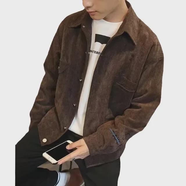 Herren Cordjacke im japanischen Stil - Trendig, hochwertig, Retro-Casual für Frühling & Herbst.