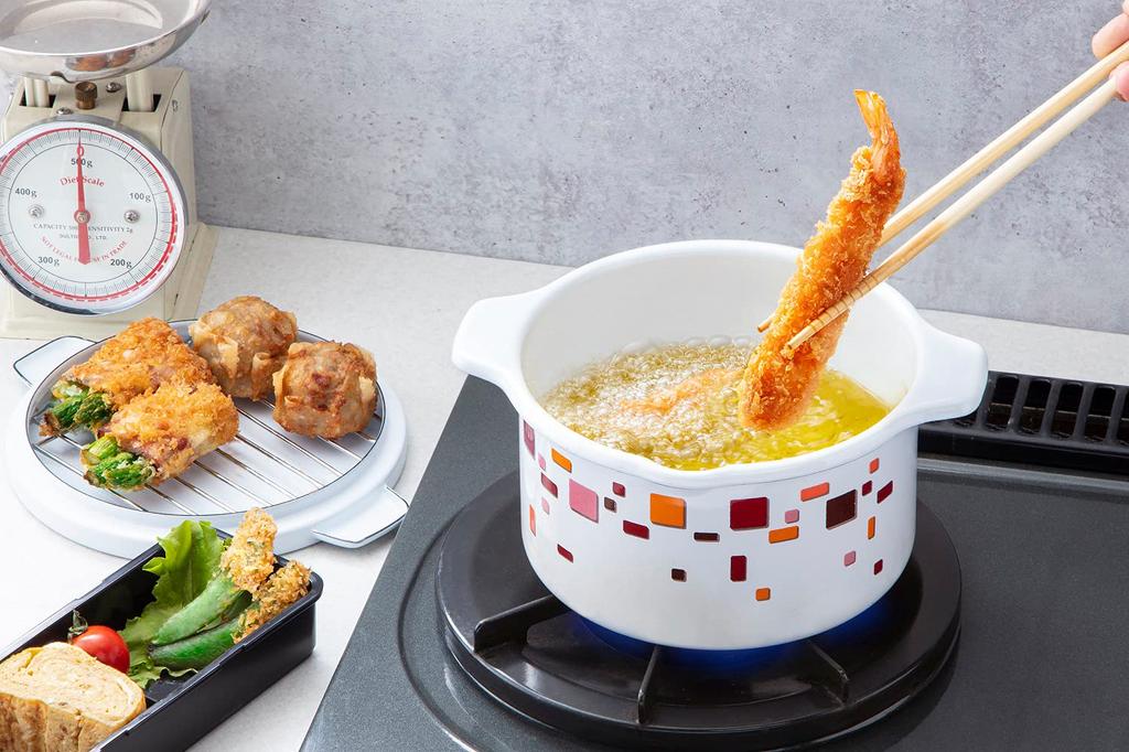 Takagi Metal Enamel Frypot with IH Lid, 16cm, Compatible, HO-FP16