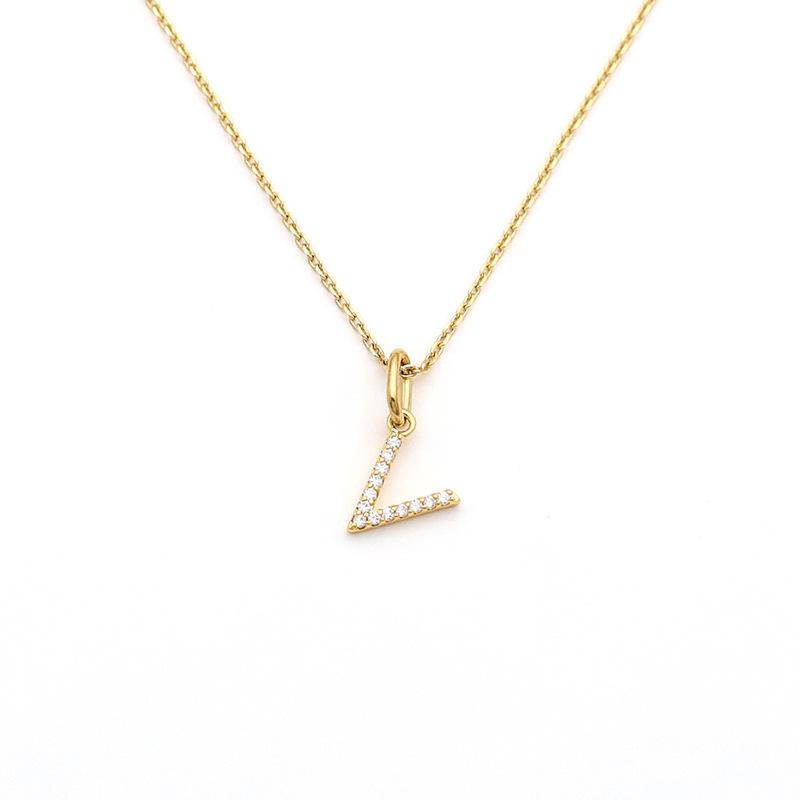 Jewelry Stainless Steel Full Diamond 26 English Letters Pendant Necklace Female Niche High-End Sense Collarbone Chain Does Not Fade