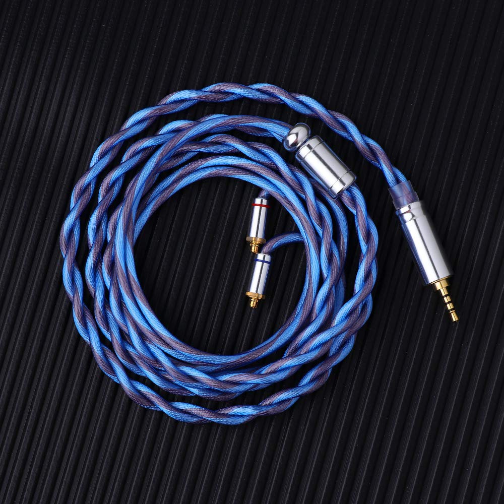 LINSOUL Euphrosyne Litz6 Type Silver Plated Cable Earphone Upgrade Cable 5N-OCC (Blue-Black, 2.5mm-MMCX)