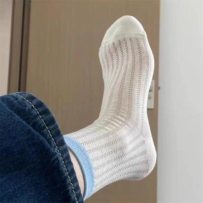 Schattige Zomerse Katoenen Sokken voor Dames in Japanse Stijl - Candy Kleuren, Ademend Mesh, Zoet Dun Mid-Hoge Schacht