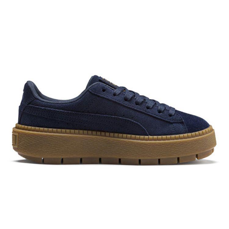 Puma Suede Platform Trace Velor Low Top Kids Sneakers Kids Sneakers Navy 366696-03