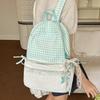 Schoolbag small fresh plaid corrugated schoolbag lace girl heart travel small backpack Japanese sweet wind student party backpack
