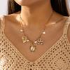 Boho Stainless Steel Ocean Turtle Starfish Necklace for Women Imitation Pearl Pendant Chain Summer Vacation Party Jewelry Gift