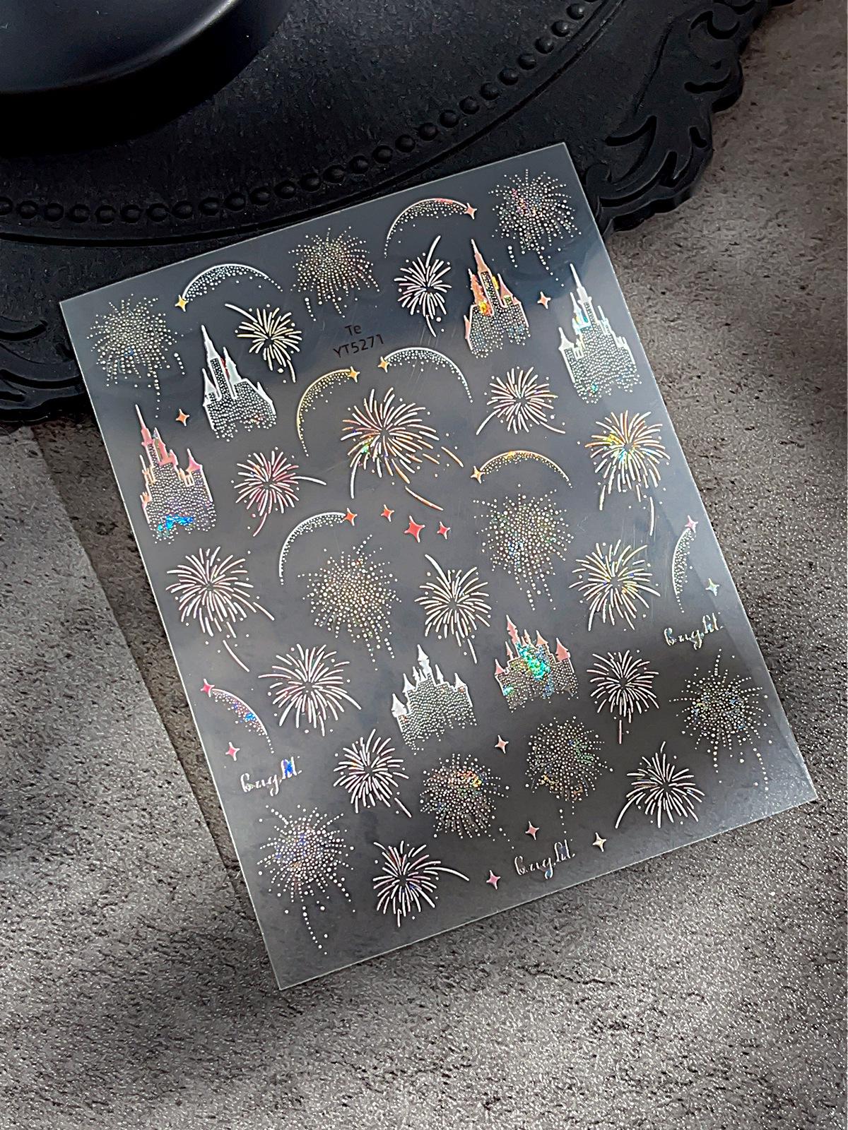 

YITU Starlight Burst Firework Nail Stickers YT5259: Cute, Colorful Castle Decoration