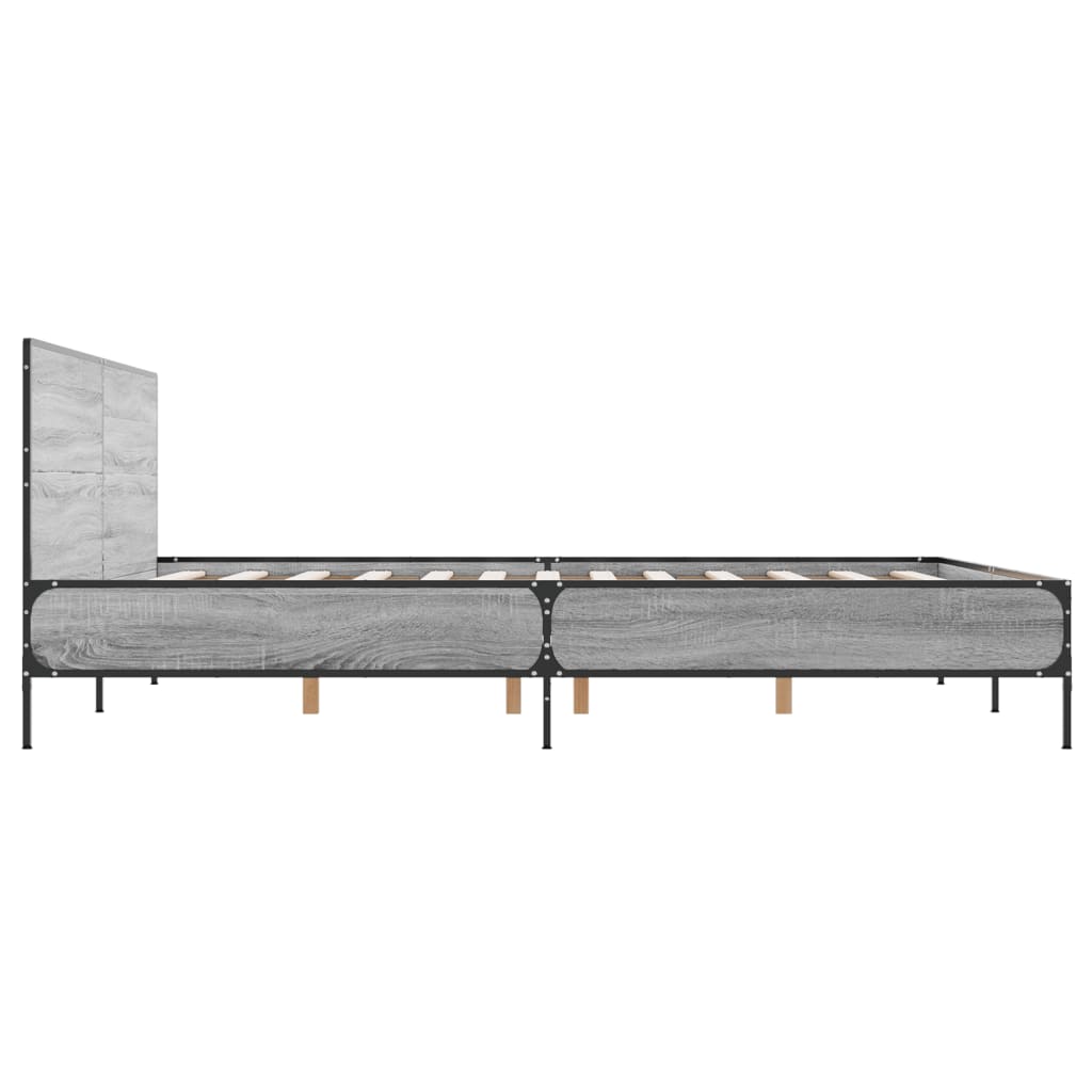 Bed Frame Grey Sonoma 120 x 190 cm Particleboard and Metal