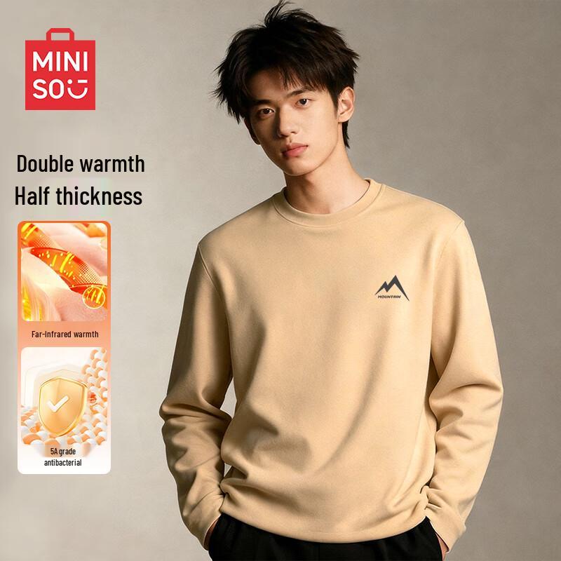 MINISO Men s Loose-fit Round Neck Long Sleeve Thermal Base Layer T-shirt 3XL