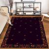 Floral Pattern Carpet with Red Flowers and Black Background, Modern Style Suitable for Use As an Anti-slip for Living Room Bedroom Sofas