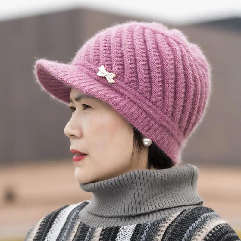 

Зимняя кашемировая вязаная шапка в Корейском стиле, модная меховая шапка, теплые шапки, велосипедная ветрозащитная шерстяная шапка для женщин розовый