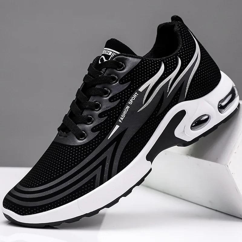 Męskie buty sportowe Wiosna nowe męskie buty Paltform z poduszką powietrzną w stylu casual Modne trampki Męskie siatkowe oddychające męskie trampki