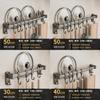 Kitchen Wall Mount Hooks And Double Rod Rack With Plastic And Carbon Steel For Home Organization