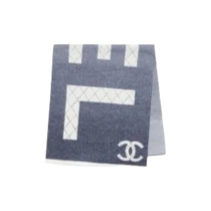 

CHANEL [24K new product] two-color design - wool scarf, same style for men and women, couple model, blue синій