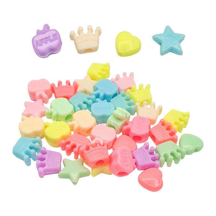 Perles motifs assortis pastel 1 à 1,3 cm 40 g