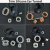 Pair Skin Thin Soft Flexible Ear Tunnels Double Flare Ear Plugs Flesh Tunnel Ear Gauge Expander Stretcher Earlets Earrings