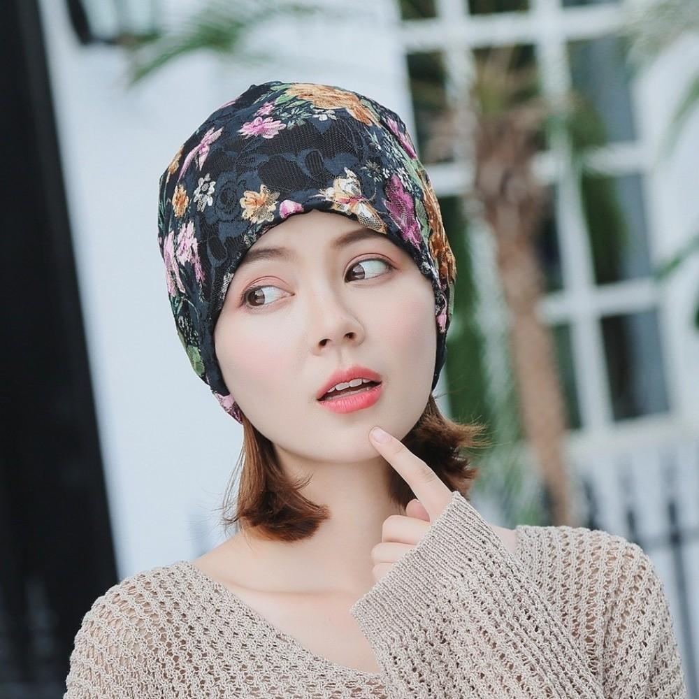 Floral Pattern Chemo Cap Comfortable Head Scarves Creative Stretch Slouchy Turban  Head Covering