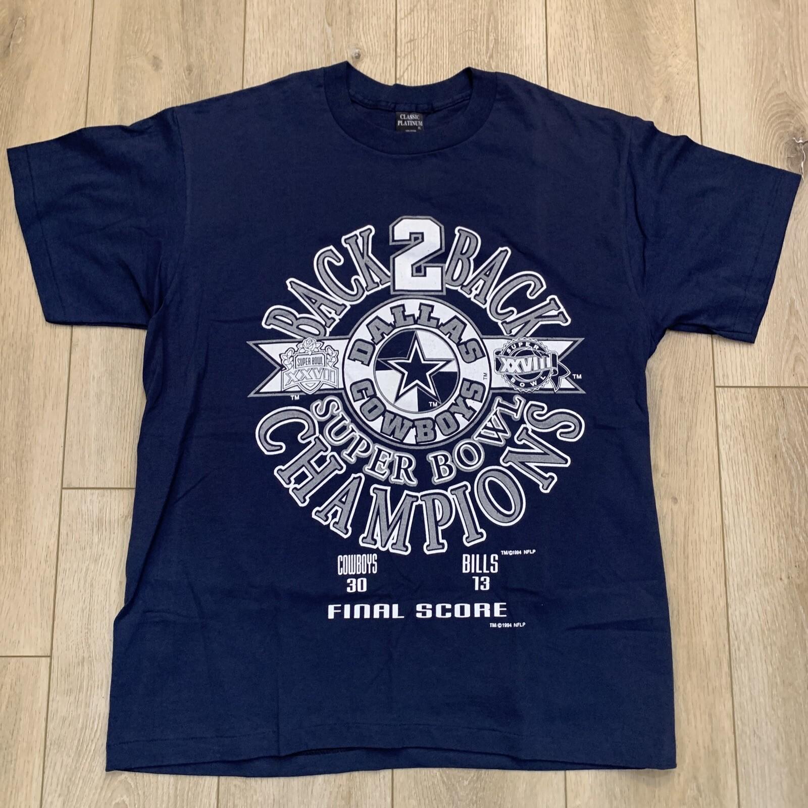 Vintage 1993 Dallas Cowboys Back 2 Back Super Bowl XXVII XXVIII XL Shirt USA S