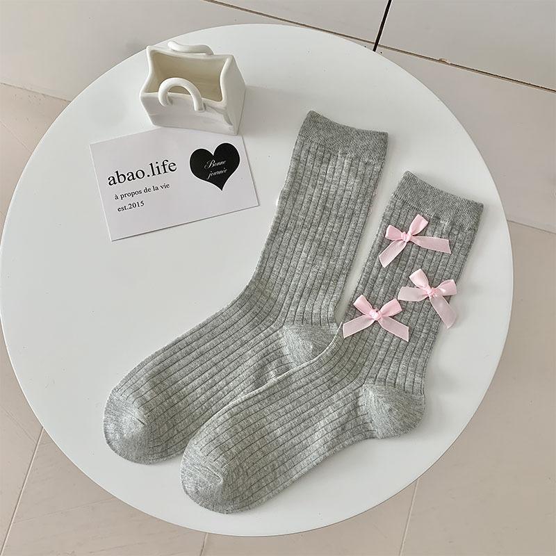 Girl's JK Socks Japanese School Style Bow Balletcore Stacked Thigh High Sock Spring Fall Calf Sock Trendy Instagram Fashion