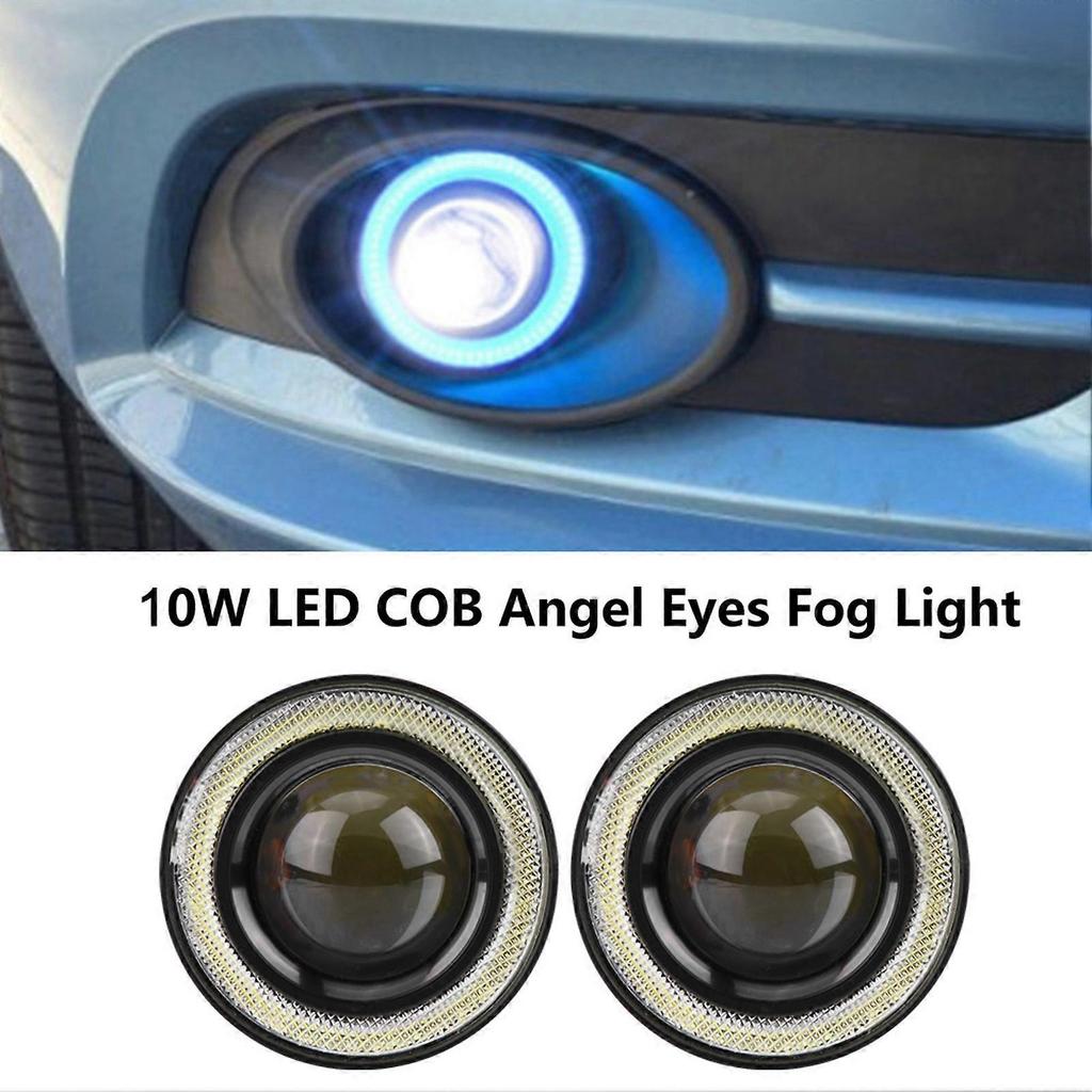 Universal 2pcs 10W LED COB Angel Eyes Daytime Running Light Car Vehicle Fog Lights (2.5in)