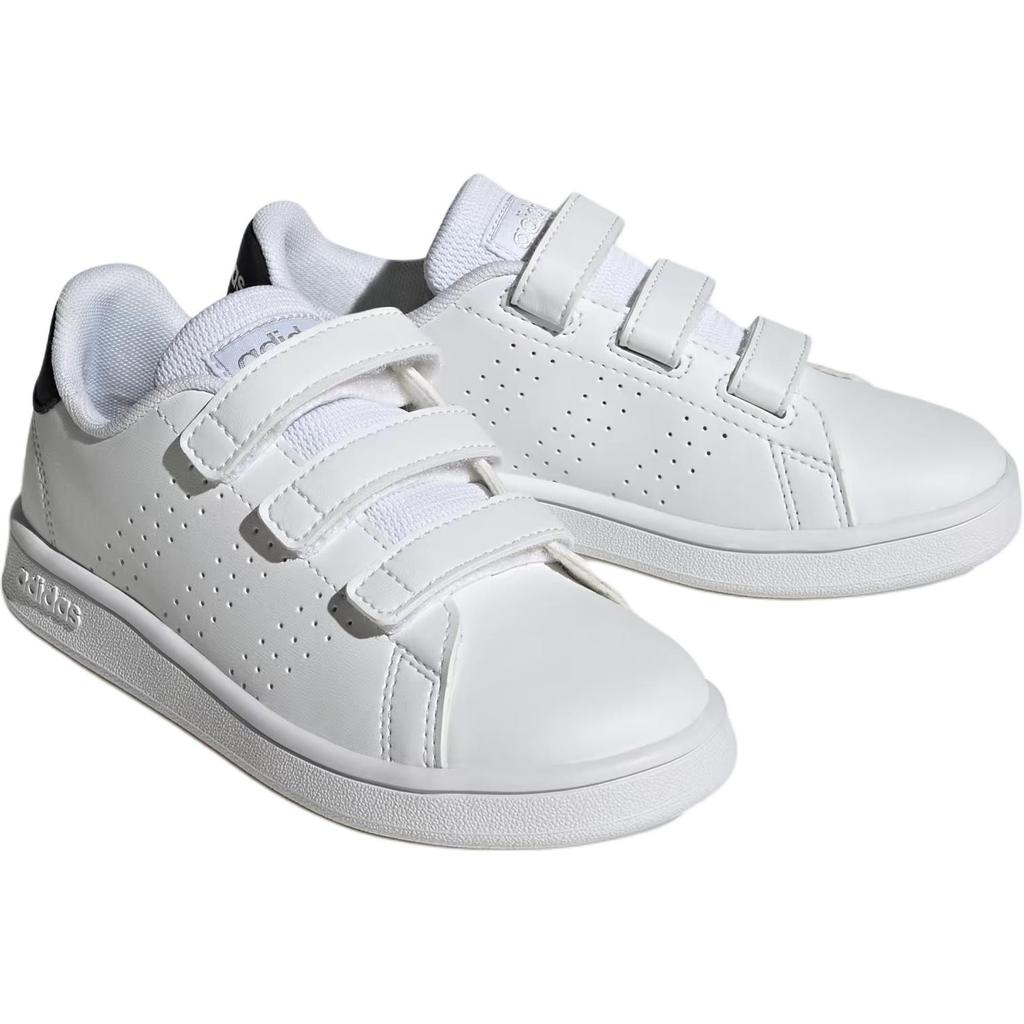 Adidas Advantage Court Lifestyle Hook And Loop Comfortable Low Top Kids Casual Shoes Kids Casual Shoes Cloud-White Core-Black Metallic-Silver IG2516