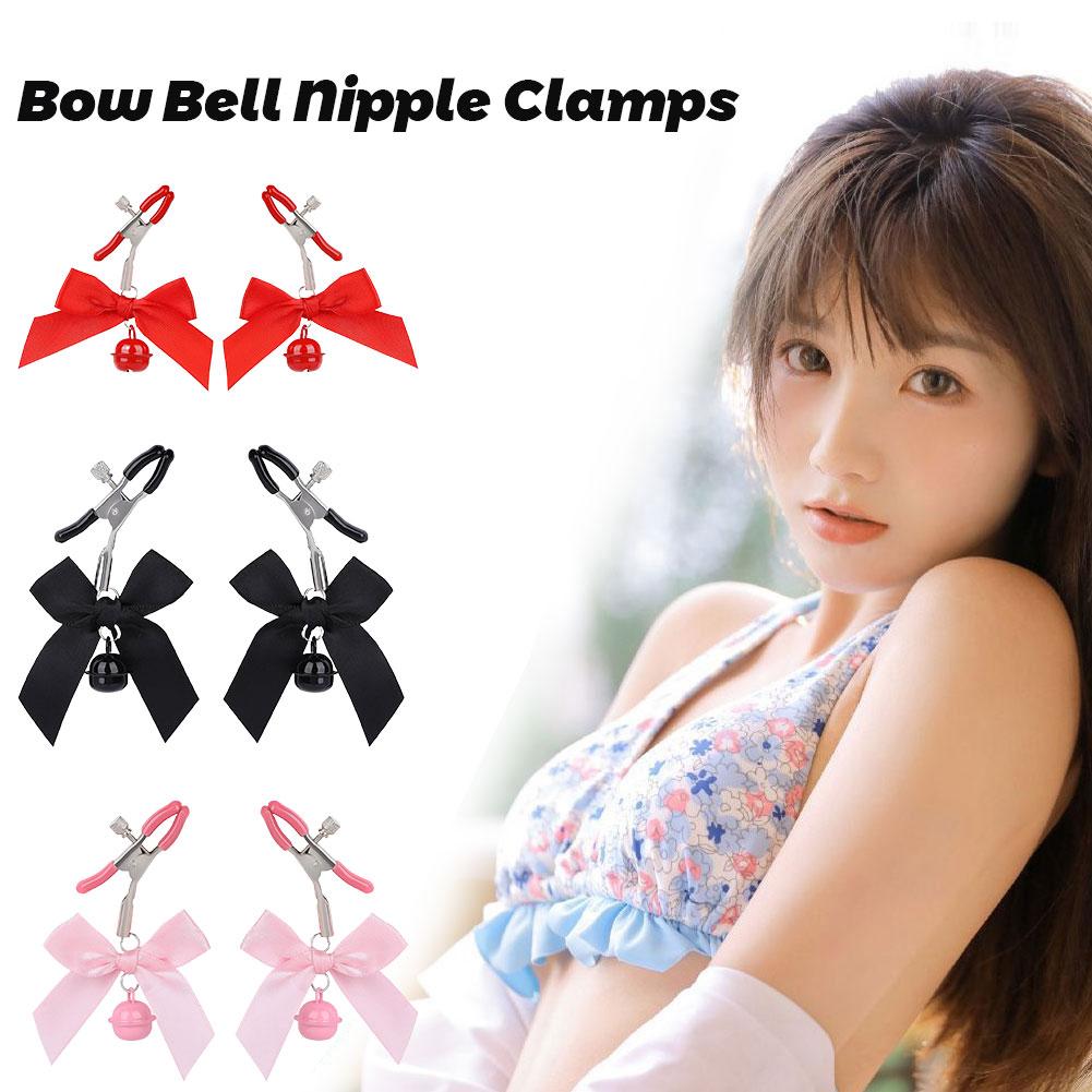 3 Colors Sexy Bow Nipple Clamp Adjustable With Small Bell BDSM Adult Fetish Sex Toys For Couples Flirting Teasing Intimate Play