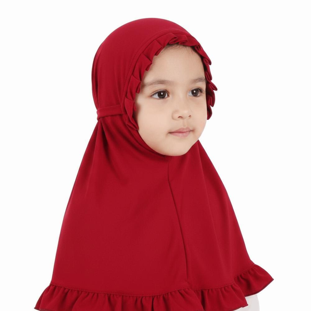 Solid Color Girls Muslim Hijab Crinkles Texture Floral Islamic Head Scarf Hair Accessories