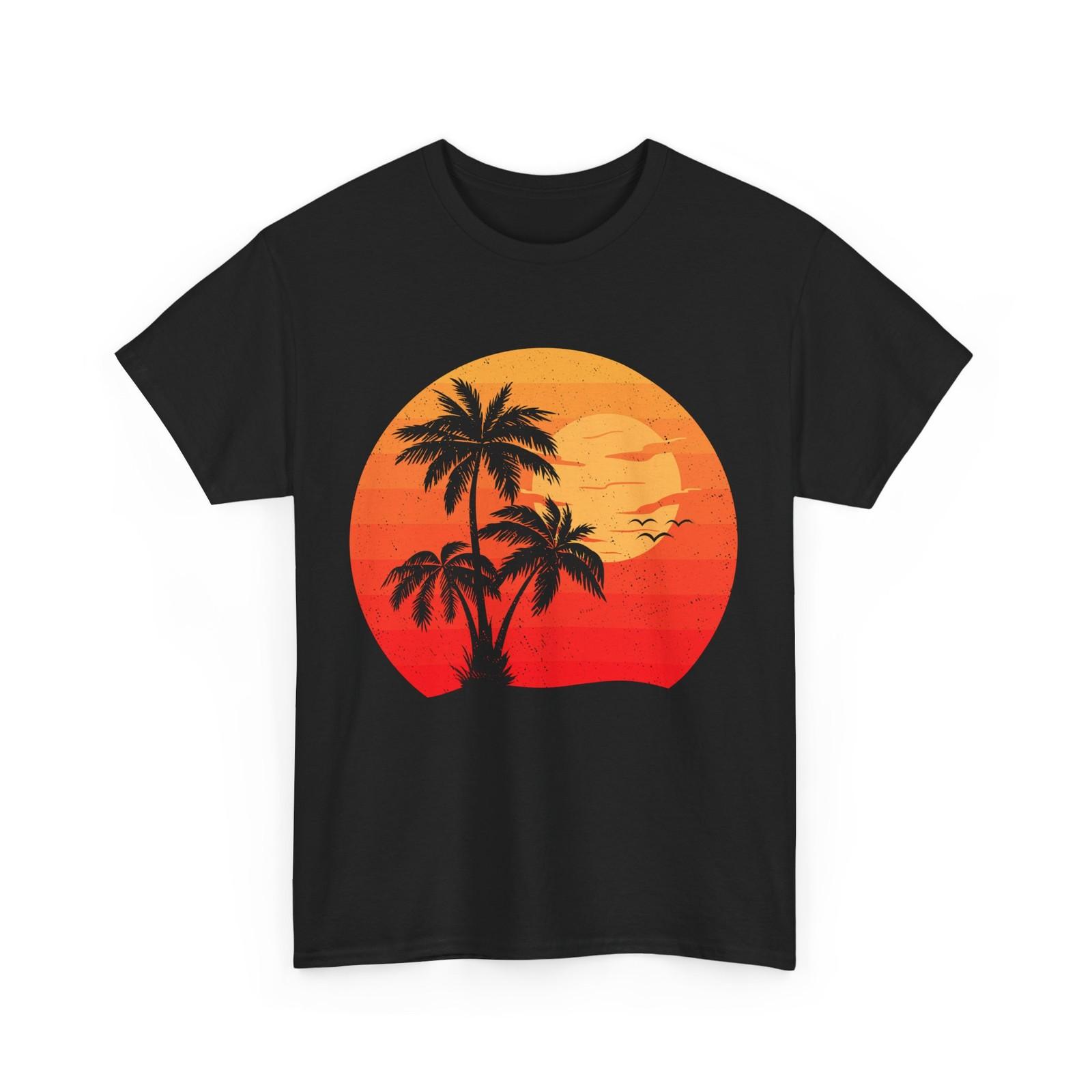 Palm Trees Sunset Shirt, Summer Vacation Beach Lovers Men Shirt XXL