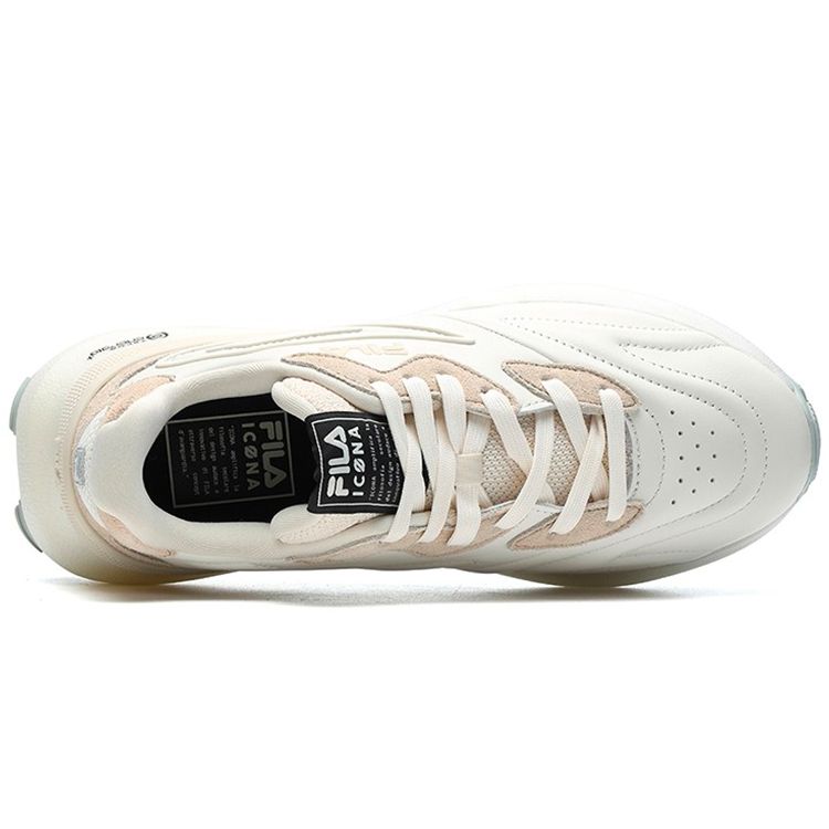 Fila Fusso Icona Fabric Top Layer Cowhide Double Suede Fashion Sports Low-Top Lifestyle Shoes Women Sneaker Coconut-White F12W213113FCF