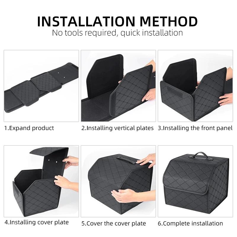 PU Leather Car Trunk Storage Box Automobile Stowing Tidying Box For Tesla Model 3 Model X Y Style Roadster Auto Accessories