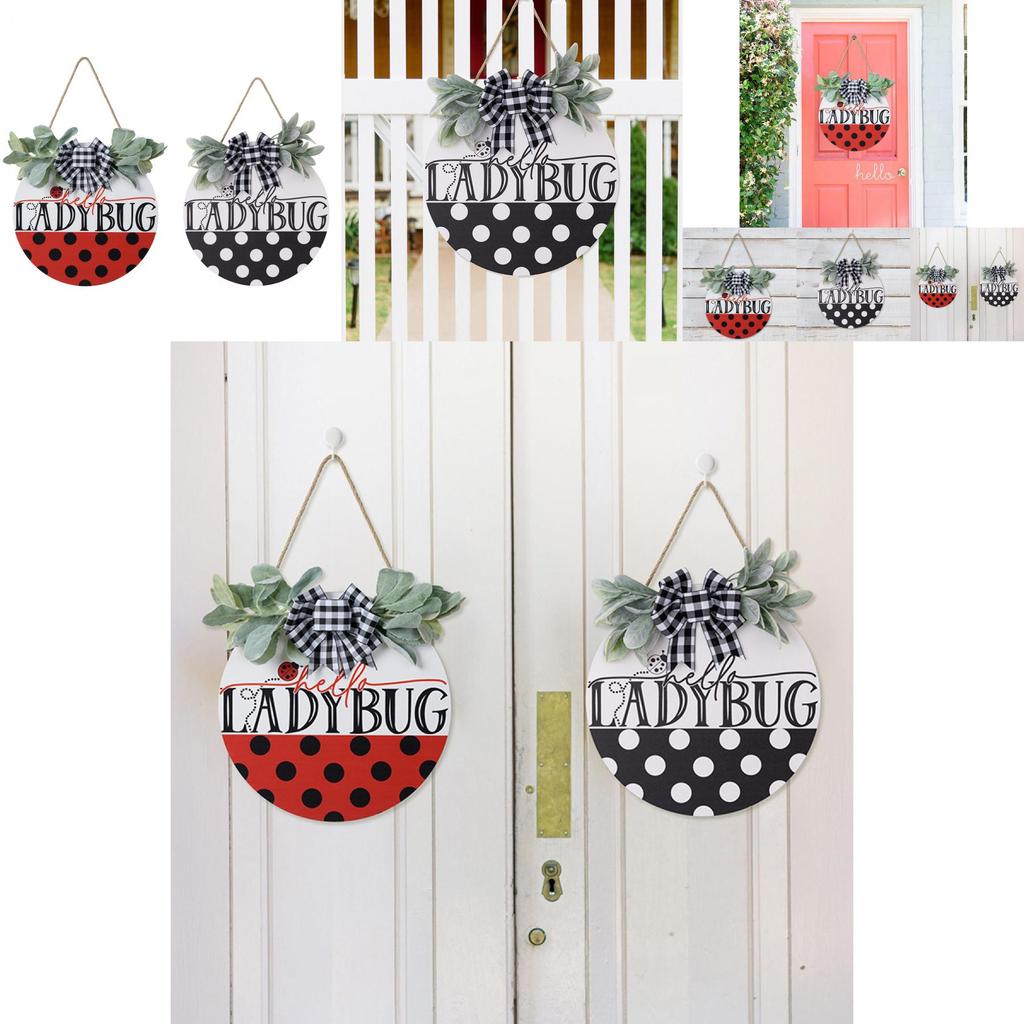 Eye-catching Ladybug Door Decor With Stunning Black White Gray Bow For Seasonal Home Style