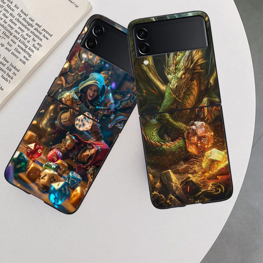 Game D-Dungeons D-Dragons D-DND Phone Case For Samsung Z Flip 7 6 5G Galaxy Z Flip 5 4 3 Black Hard Cell Cover Luxury PC Shell