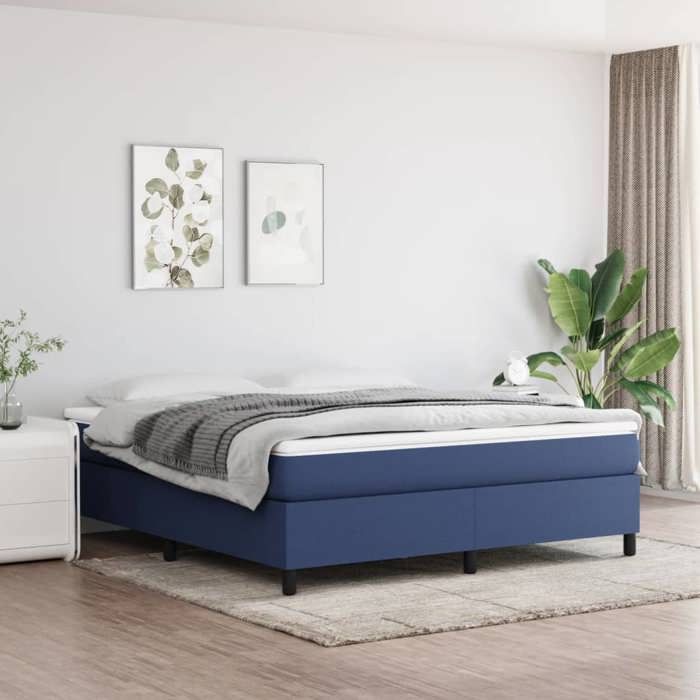 Maison Exclusive - Sommier à lattes de lit avec matelas Bleu 180x200 cm Tissu