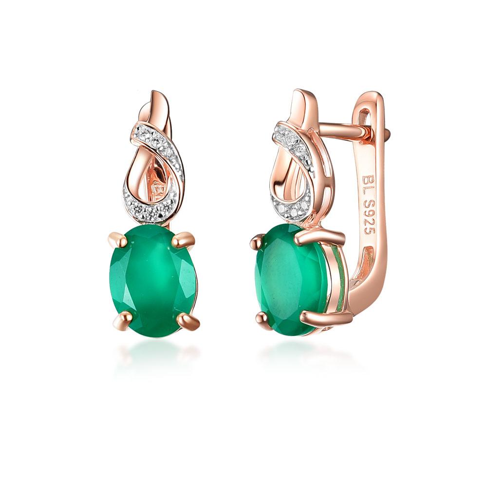 

Bolaijewelry, серьги из стерлингового серебра 925 пробы с натуральным зеленым агатом, овальные серьги 6*8 мм, простой повседневный дизайн, женские изысканные украшения зелёный