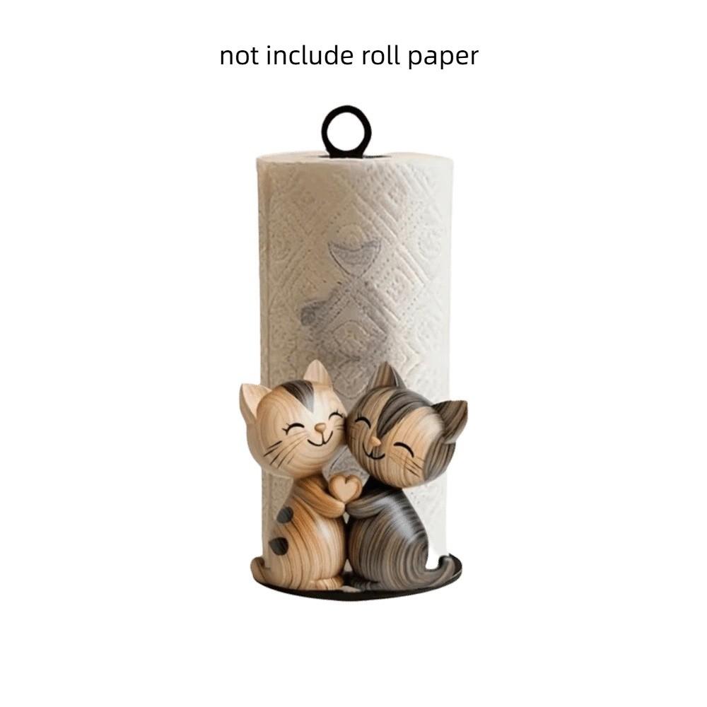 Cat Dog Christmas Tissue Holder Wooden Vertical Napkins Rack Tissue Storage Rack  Countertop