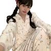 Korean version of cartoon bear island velvet pajamas, thickened thermal long-sleeved trousers in winter, girly loungewear can be worn outside
