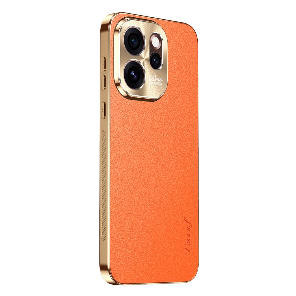 Plating Texture Lichee Pattern Leather Cover For Oppo Reno 15 15Pro Shockproof Lens Protection Case For Oppo Reno 15 Pro Bumper