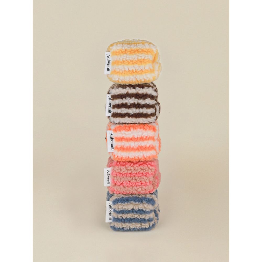 Aube nuit Obnuit Wool Cube Pouch Keyring Stripe_Salmon S (Keyring available)