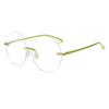 Diamond Cut Rimless Anti-Uv Blue Rays Glasses Round Frame High-Definition Eyeglasses Ultralight Computer Goggles Women Men