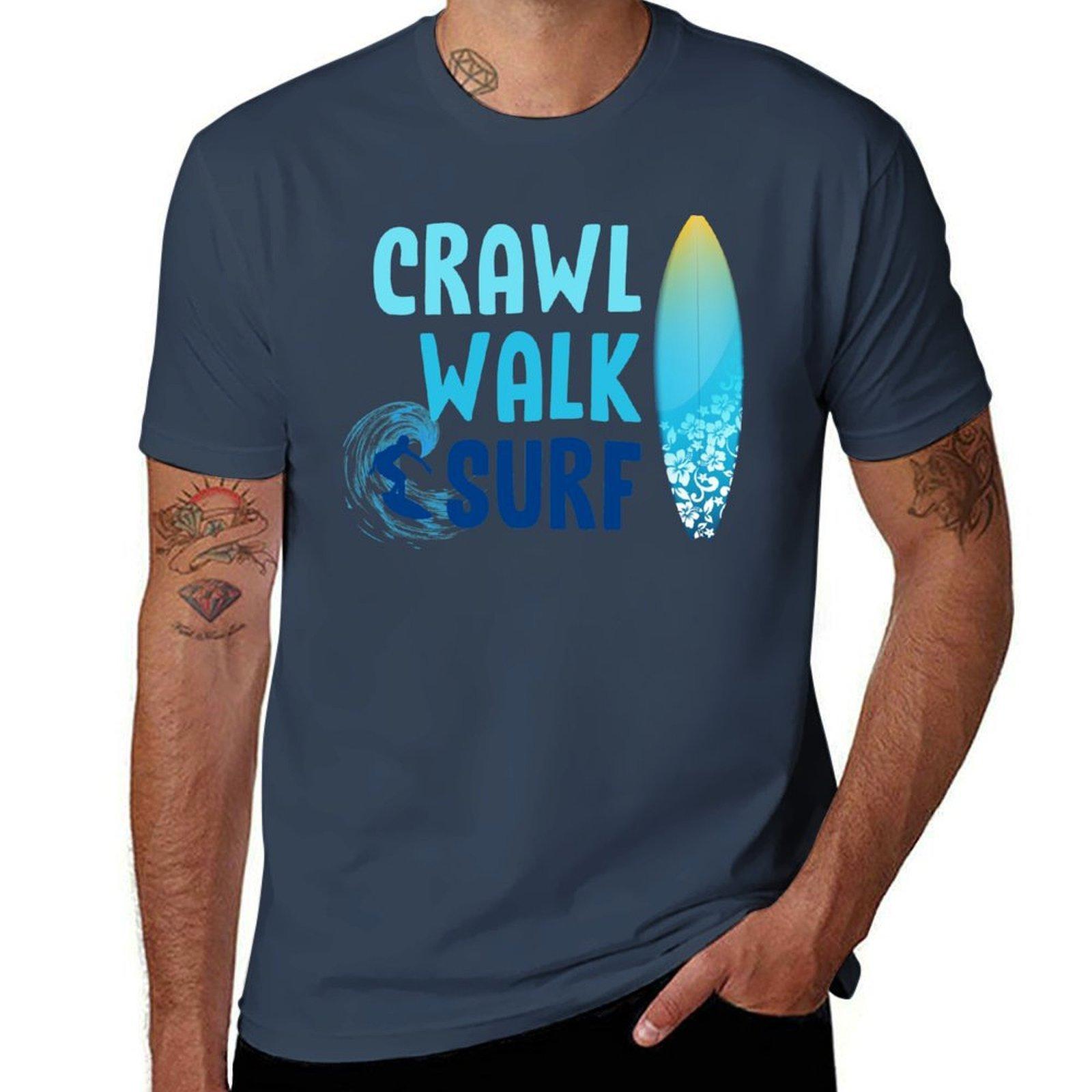 Crawl Walk Surf TShirt Minimalist Plain Crew Neck TShirt S