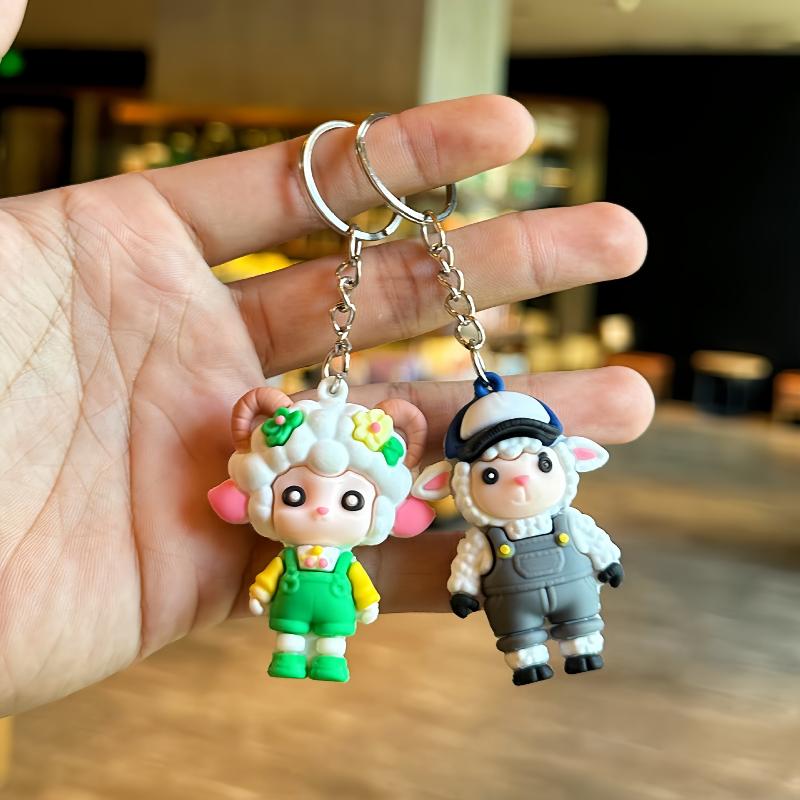 Pvc Keychains With Lovely Outfits Sturdy Metal Ring For Nice Bag Decor Gift For Kids And Friends Cute Cartoon Sheep