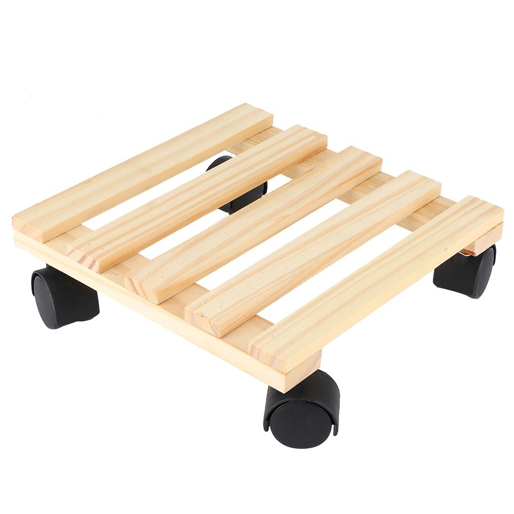 Holz Blumen Pflanzen Topf Untersetzer Rollbrett Bewegliche Ablage Ständer Halter mit Rädern für Gartenzubehör