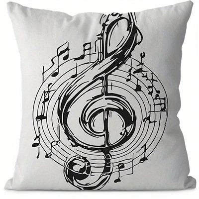 Home Decor Music Notes Pattern Pillowcase For Home Decor Pattern Cushion Cover Suitable For Sofa Bedroom Car Pillow Cover