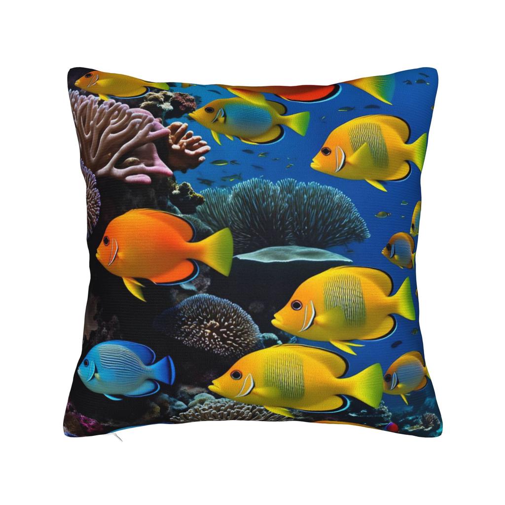 Pillow Case Beautiful Underwater World Colorful Fish Comfy Pillow Cover For Couch Sofa Bedroom Kawaii Pillowcases