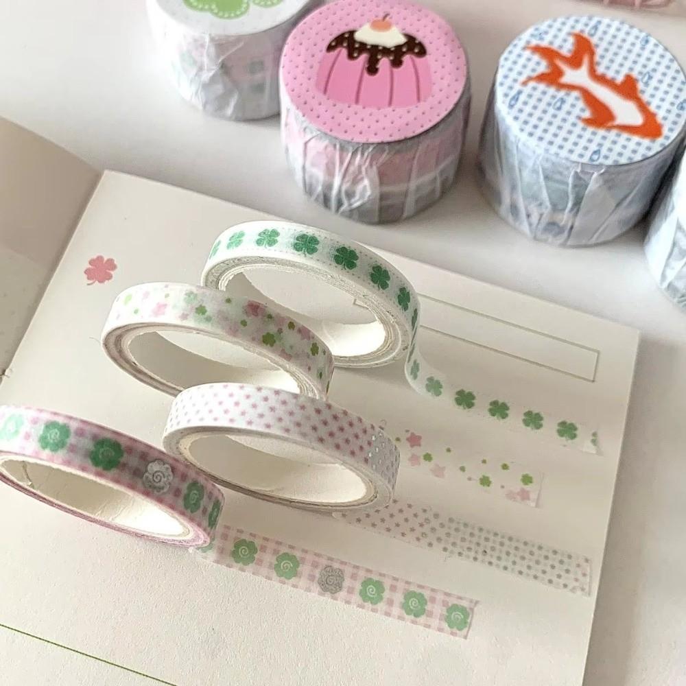 Adhesive Washi Tape Set 4 Rolls Scrapbooking Tape Retro Decorative Tape Notebook Decoration